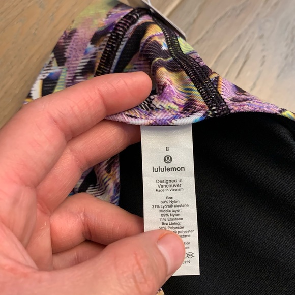 Lululemon Seawheeze Super Sonic Alpine White Purple Multi Energy Bra High Neck - Picture 6 of 6